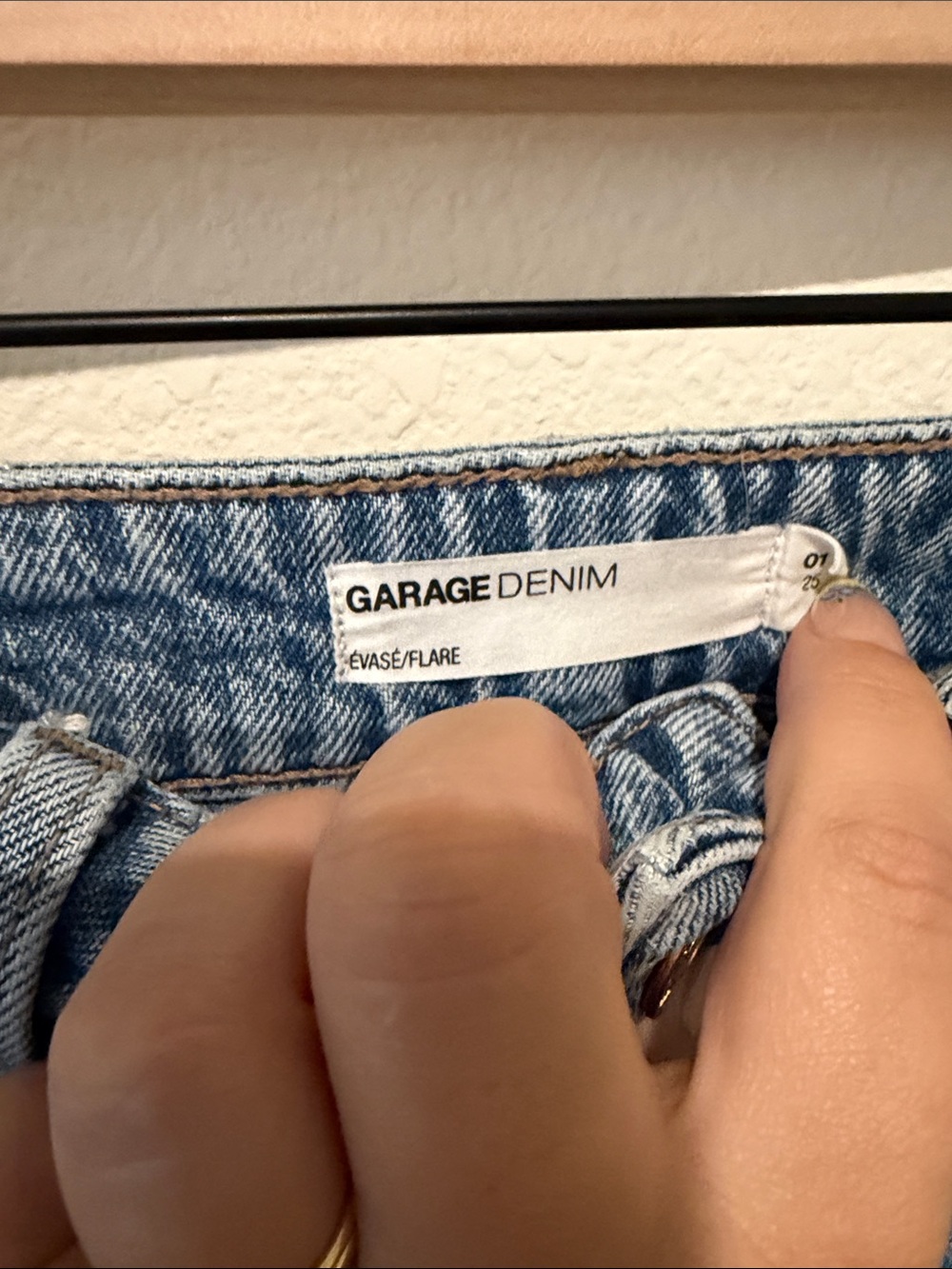 Garage Distressed Light Blue Flare Jeans - Picture 2 of 3